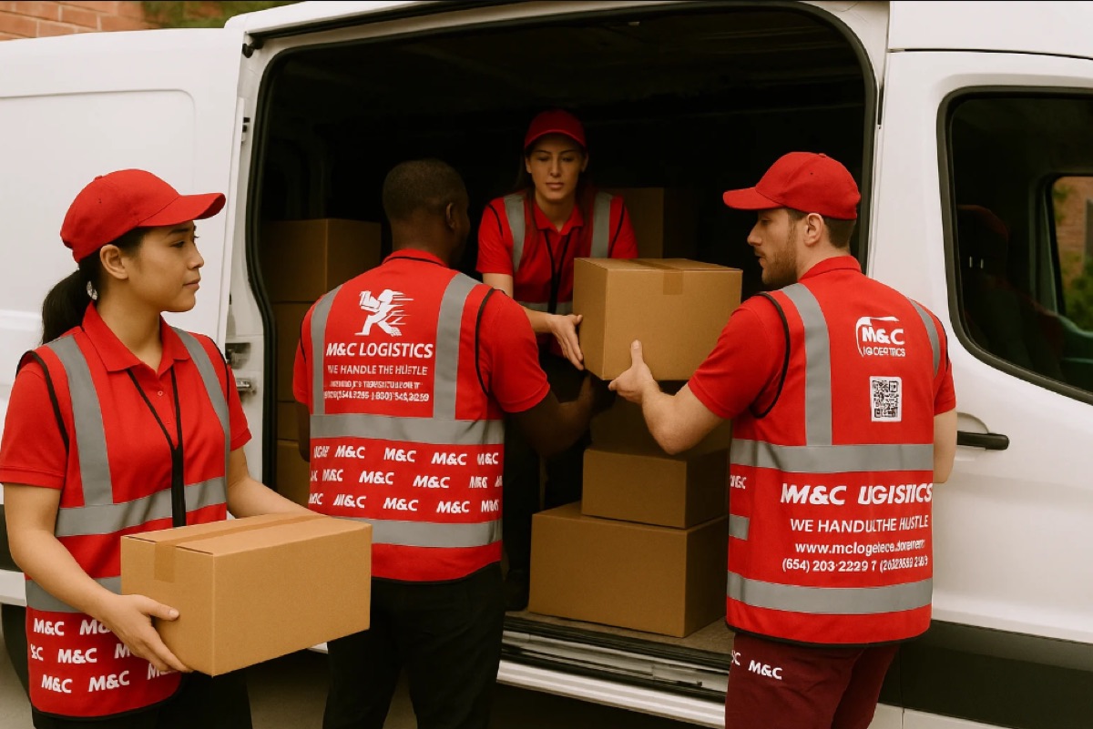 Row of white delivery vans for routed business deliveries